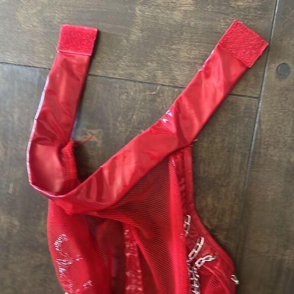 New Wet Look Patent Leather Red Bodysuit Zipper Catsuit Open Crotch Ling… - Picture 8 of 16